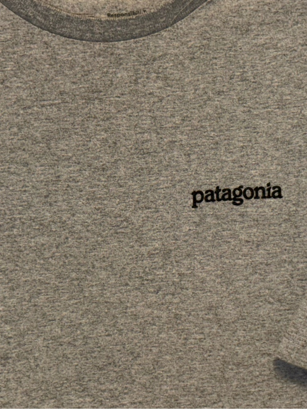 Patagonia Gray Interior Label Tee with Subtle Black Print - Picture 4 of 9